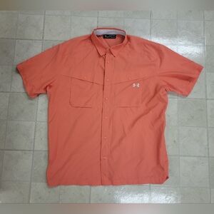 Under Armour Men's Button Down in Coral Size XXL